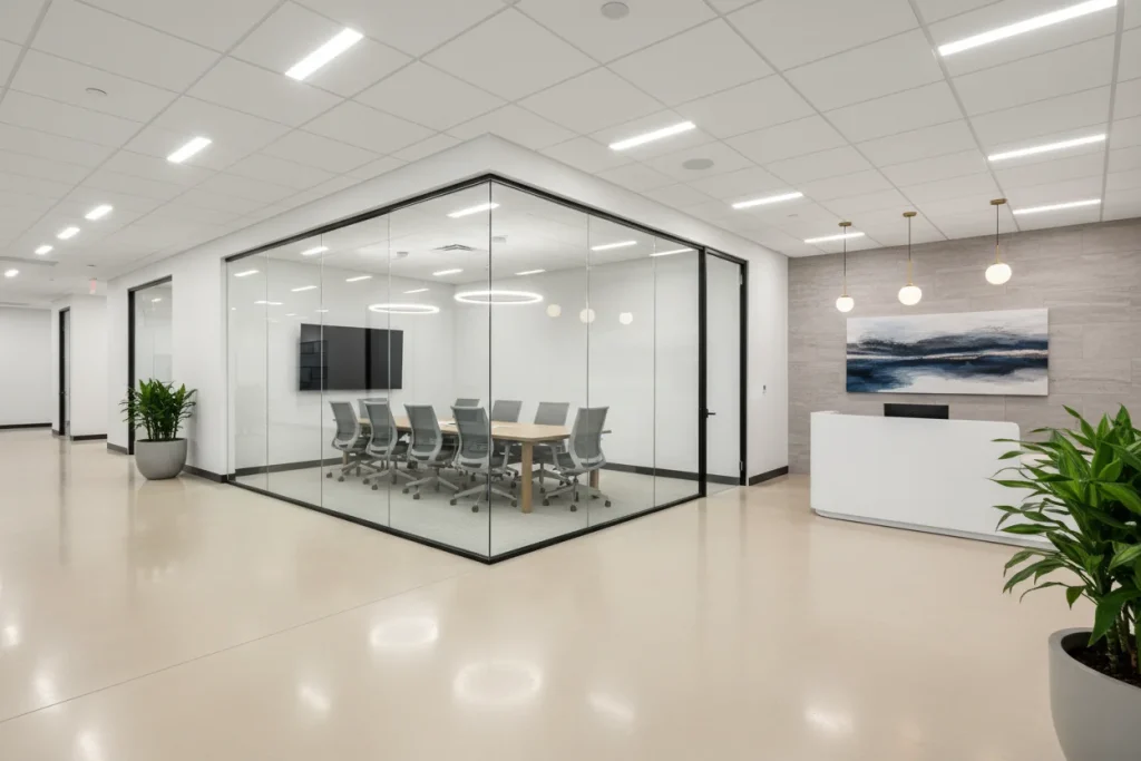 Completed commercial office build-out by a general contractor in North Texas