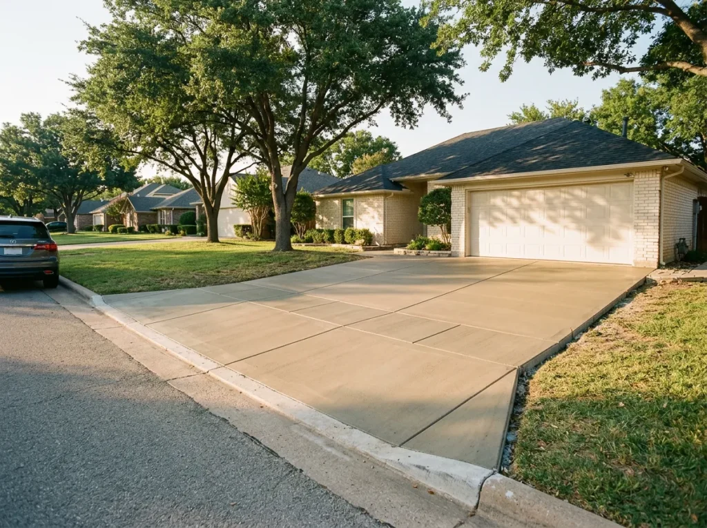 Completed concrete driveway final walkthrough before final payment in Denton TX