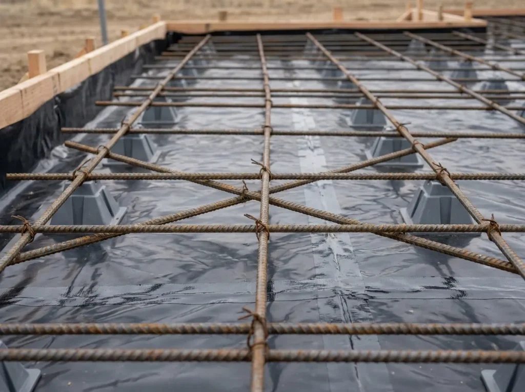 tristarbuilt rebar on chairs vapor barrier 02